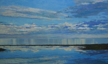 Painting titled "Clouds over the Vol…" by Sergey Sovkov, Original Artwork, Oil