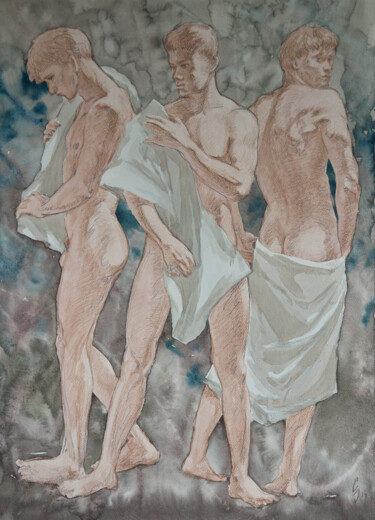Pittura intitolato "Trio" da Sergey Sovkov, Opera d'arte originale, Acquarello