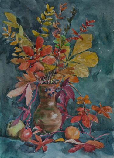 Peinture intitulée "Autumn Still Life" par Sergey Sovkov, Œuvre d'art originale, Aquarelle