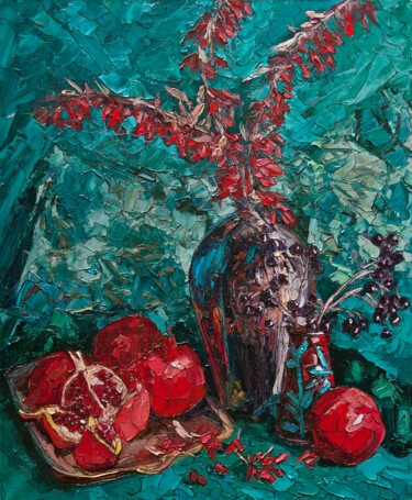 Peinture intitulée "Still life with pom…" par Sergey Sovkov, Œuvre d'art originale, Huile