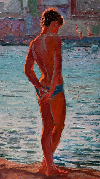 Painting titled "Summer evening" by Sergey Sovkov, Original Artwork, Oil