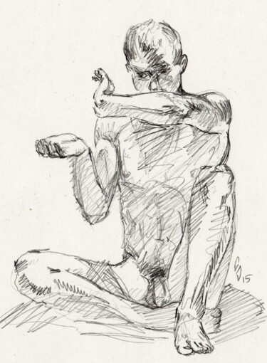 Drawing titled "Meditation" by Sergey Sovkov, Original Artwork, Pencil