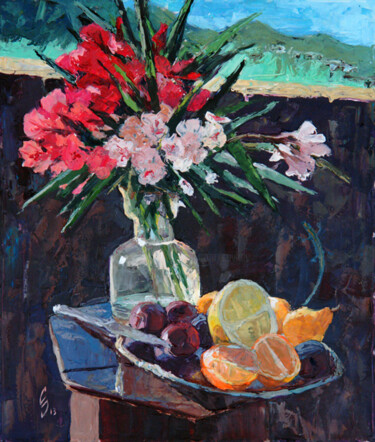 Malarstwo zatytułowany „Still Life with liz…” autorstwa Sergey Sovkov, Oryginalna praca, Olej