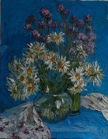 Painting titled "Chamomile" by Sergey Sovkov, Original Artwork, Oil