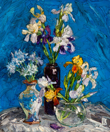 Peinture intitulée "Irises" par Sergey Sovkov, Œuvre d'art originale