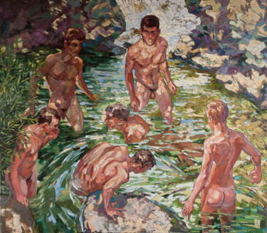 Pintura titulada "Paddling pool" por Sergey Sovkov, Obra de arte original, Oleo
