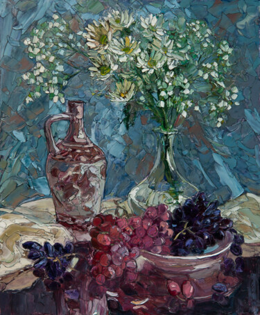 Malerei mit dem Titel "Flowers and Grapes" von Sergey Sovkov, Original-Kunstwerk, Öl