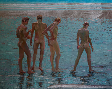 Malerei mit dem Titel "Mirror Beach" von Sergey Sovkov, Original-Kunstwerk, Öl