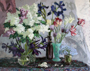 Painting titled "Spring Still Life" by Sergey Sovkov, Original Artwork, Oil