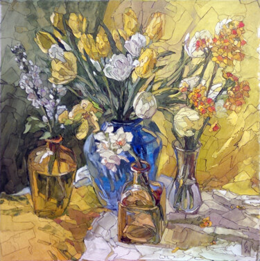 Painting titled "Tulips and Narcissu…" by Sergey Sovkov, Original Artwork
