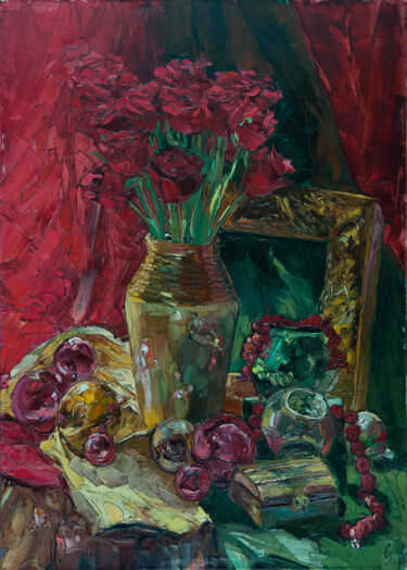 Malerei mit dem Titel "Roses and Jewelry B…" von Sergey Sovkov, Original-Kunstwerk