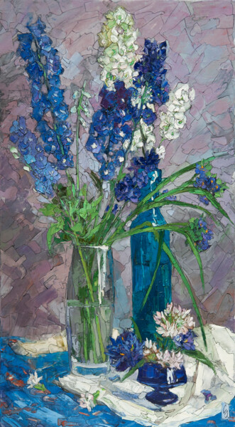 Painting titled "Still Life with blu…" by Sergey Sovkov, Original Artwork