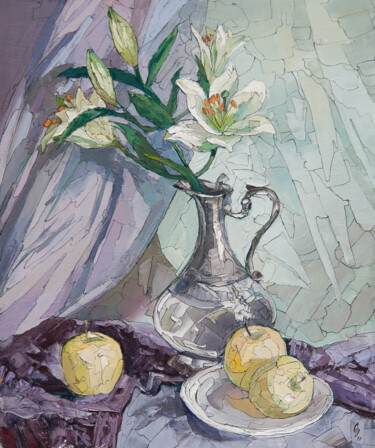 Painting titled "Still Life with Lily" by Sergey Sovkov, Original Artwork