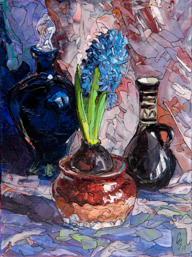 Pittura intitolato "Light Blue Hyacinth" da Sergey Sovkov, Opera d'arte originale