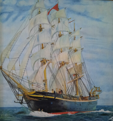 Schilderij getiteld "SHIP" door Sergey Suslov, Origineel Kunstwerk, Olie