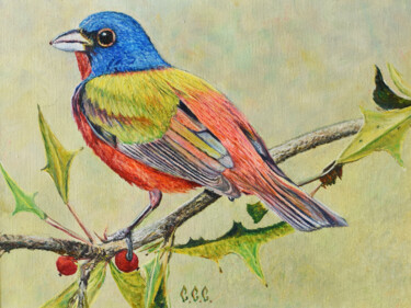 Painting titled "OATMEAL CARDINAL" i…" by Sergey Suslov, Original Artwork, Oil Mounted on Cardboard