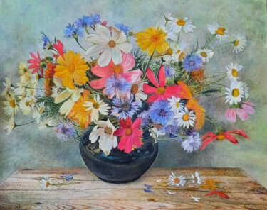 Pittura intitolato "Summer bouquet" da Sergey Suslov, Opera d'arte originale, Olio