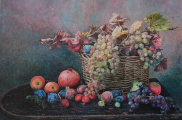 Картина под названием "Fruit basket" - Sergey Suslov, Подлинное произведение искусства, Масло Установлен на Деревянная рама…