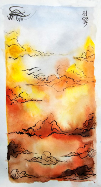Картина под названием "the sky in the sun" - Sergey T, Подлинное произведение искусства, Акварель