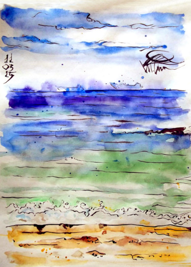 Картина под названием "sketches on sea" - Sergey T, Подлинное произведение искусства, Акварель