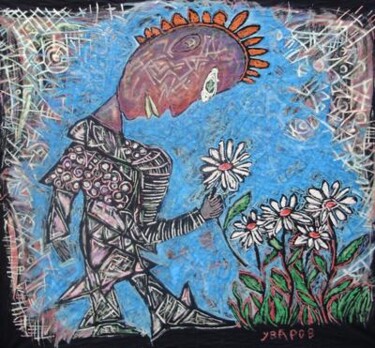 Картина под названием "Flowers" - Sergey Uvarov, Подлинное произведение искусства, Масло