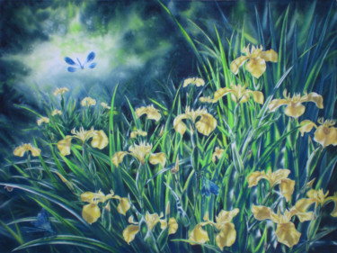 Картина под названием "Iris thickets" - Sergey Baybakov, Подлинное произведение искусства, Акварель