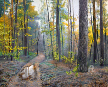 Painting titled "Autumn's Breath" by Sergey Lutsenko, Original Artwork, Oil