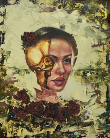 Painting titled "Concrete rose" by Sergey Lutsenko, Original Artwork, Oil