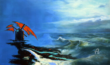 Painting titled "Levitation." by Sergey Lutsenko, Original Artwork, Oil
