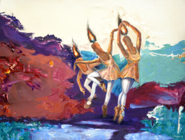 Schilderij getiteld "Wax Dance" door Sergey Lutsenko, Origineel Kunstwerk, Olie
