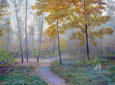 Картина под названием "Overcast." - Sergey Lutsenko, Подлинное произведение искусства, Масло Установлен на Деревянная рама д…