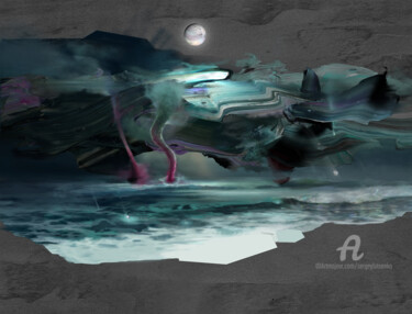 Arte digitale intitolato "Neptune" da Sergey Lutsenko, Opera d'arte originale, Modellazione 3D Montato su Telaio per barella…