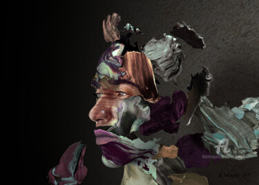 Digitale Kunst getiteld "Lewis Hamilton" door Sergey Lutsenko, Origineel Kunstwerk, 3D-modellering Gemonteerd op Frame voor…
