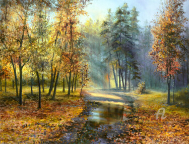 Pintura titulada "Autumn Symphony" por Sergey Lutsenko, Obra de arte original, Oleo