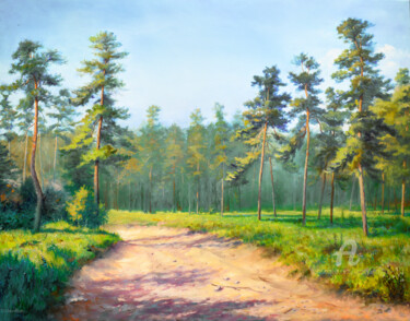 Painting titled "Summer Days" by Sergey Lutsenko, Original Artwork, Oil Mounted on Wood Stretcher frame