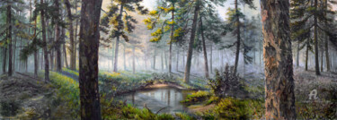 Painting titled "Forest Kingdom" by Sergey Lutsenko, Original Artwork, Oil Mounted on Wood Stretcher frame