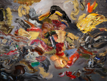 Картина под названием "Moodboard" - Sergey Lutsenko, Подлинное произведение искусства, Масло Установлен на Деревянная рама д…