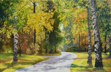 Painting titled "In autumn plumage" by Sergey Lutsenko, Original Artwork, Oil