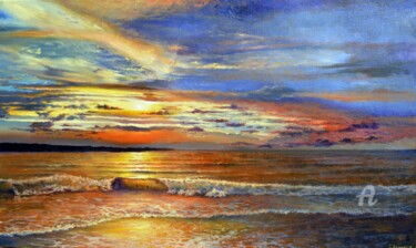 Painting titled "Opal sunset" by Sergey Lutsenko, Original Artwork, Oil