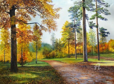 Painting titled "October" by Sergey Lutsenko, Original Artwork, Oil
