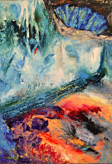 Painting titled "Lava in the ocean" by Sergey Lutsenko, Original Artwork