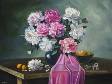 Painting titled "Spring fragrance" by Sergey Lutsenko, Original Artwork, Oil Mounted on Wood Stretcher frame