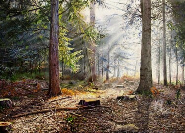 Painting titled "Glade" by Sergey Lutsenko, Original Artwork, Oil