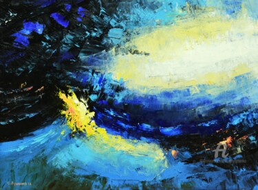 Картина под названием "Night" - Sergey Lutsenko, Подлинное произведение искусства, Масло Установлен на Деревянная рама для н…