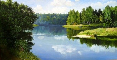 Painting titled "Summer day" by Sergey Lutsenko, Original Artwork, Oil