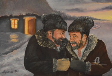 Pittura intitolato "Two godfather" da Sergey Lutsenko, Opera d'arte originale