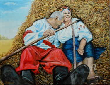 Painting titled "We give a head start" by Sergey Lutsenko, Original Artwork, Oil