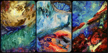 Картина под названием "Triptych "subconsci…" - Sergey Lutsenko, Подлинное произведение искусства, Масло
