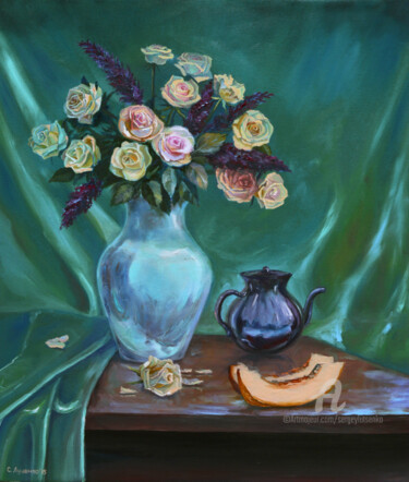 Картина под названием "Summer bouquet" - Sergey Lutsenko, Подлинное произведение искусства, Масло