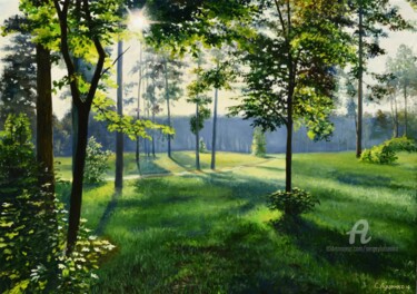 Painting titled "Summer sunny day" by Sergey Lutsenko, Original Artwork, Oil
